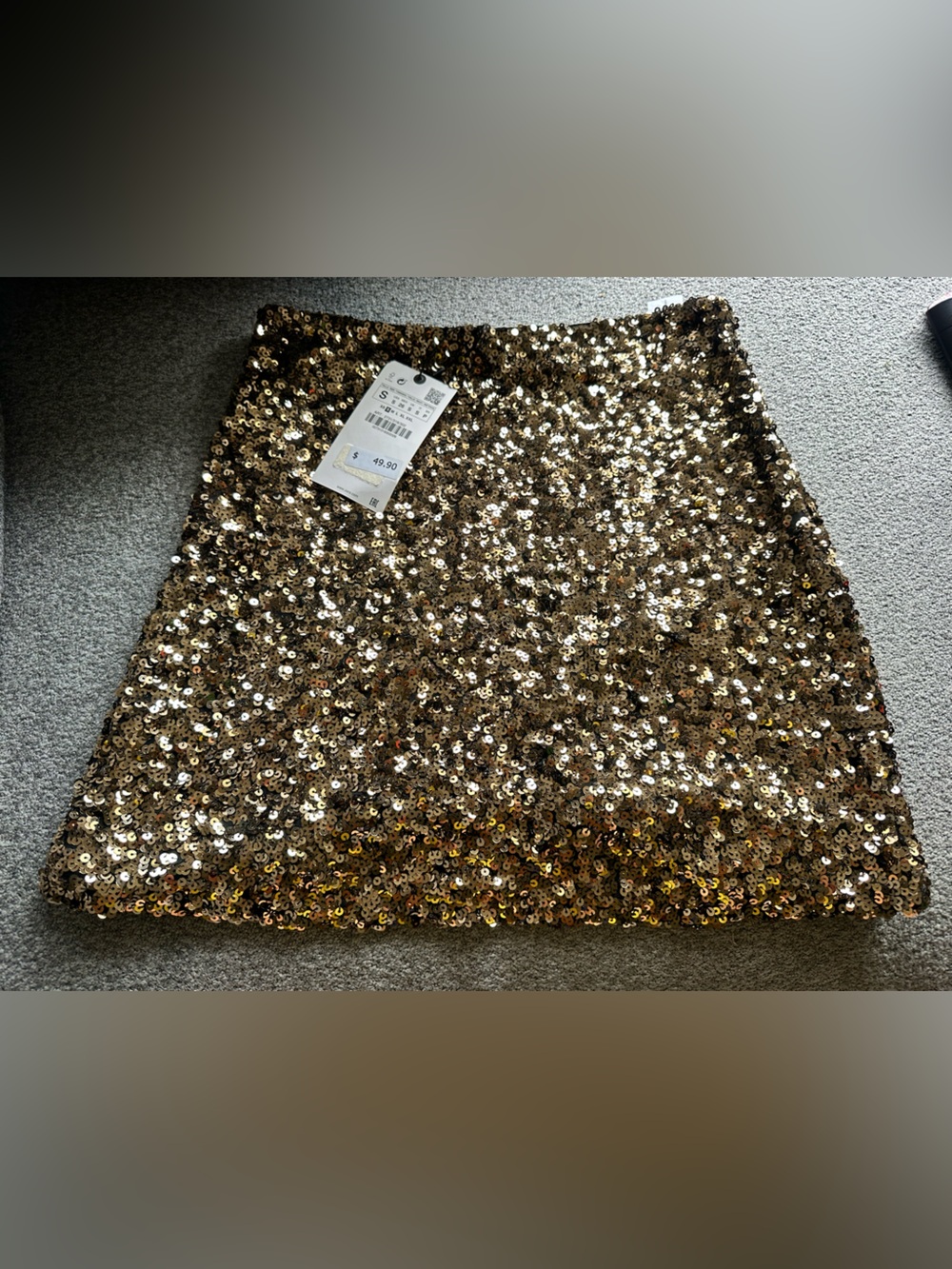 Zara Gold Sequin Mini Skirt